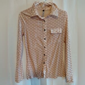 Beige Long Sleeve Button-Up Shirt